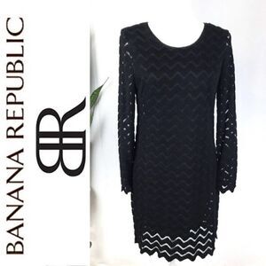 BR MONOGRAM / BANANA REPUBLIC Mesh Sheath Black Dress. Small. NWT